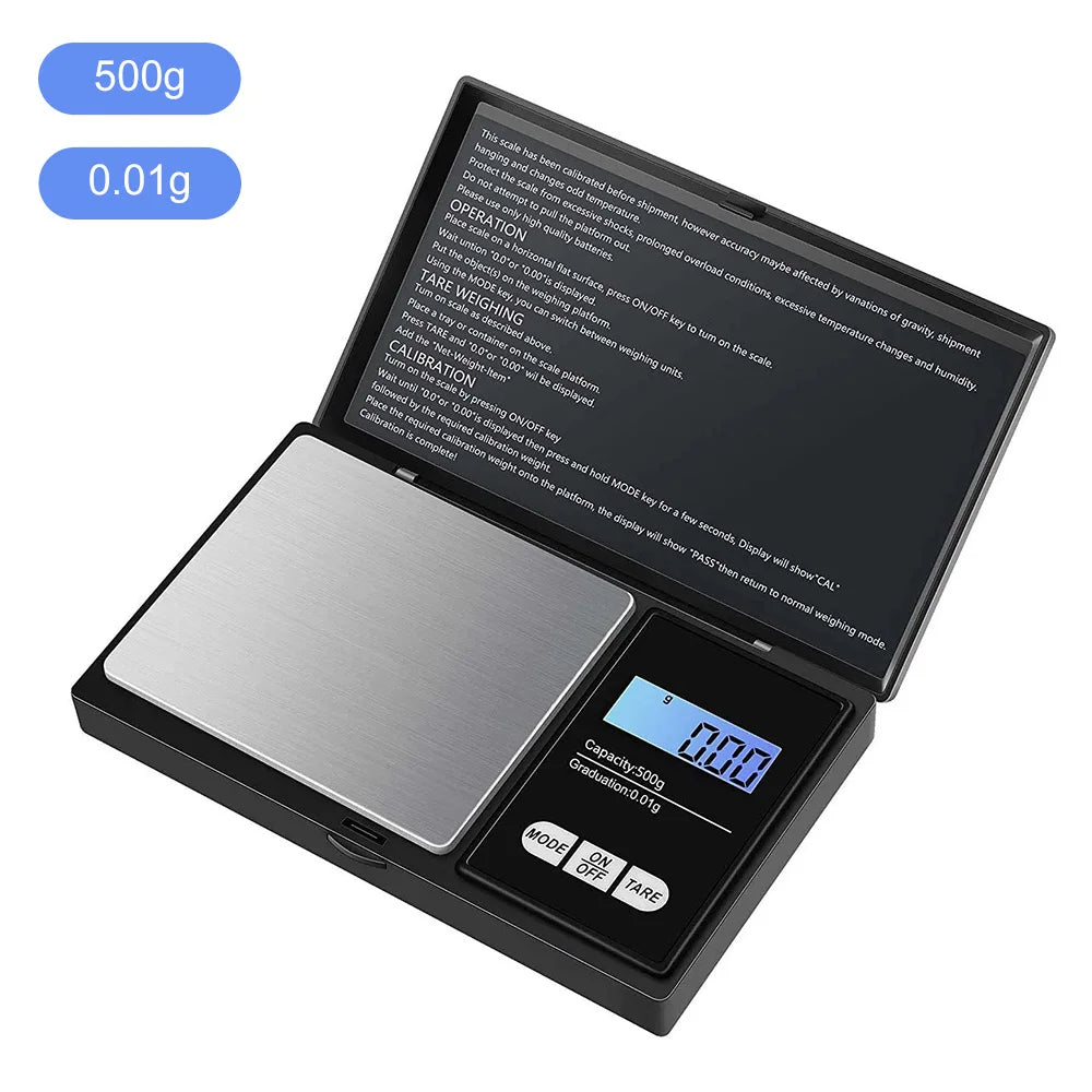500g/0.01g Digital kitchen Scale Jewelry Gram Weight High Precision Backlight Electric Pocket Scale LCD Mini Digital Scale