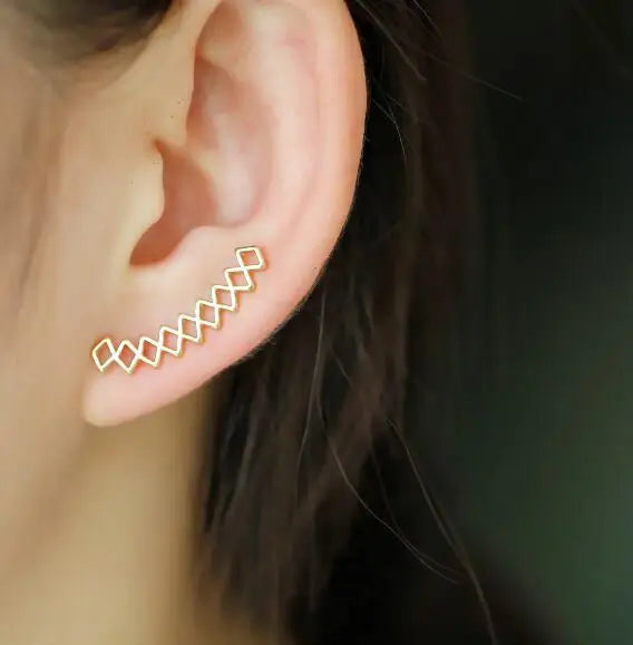 Trendy Serotonin Molecule DNA Ear Climbers Earrings For Girls Geometry Ear Jackets Chemical Molecules Ear Crawler Pendients