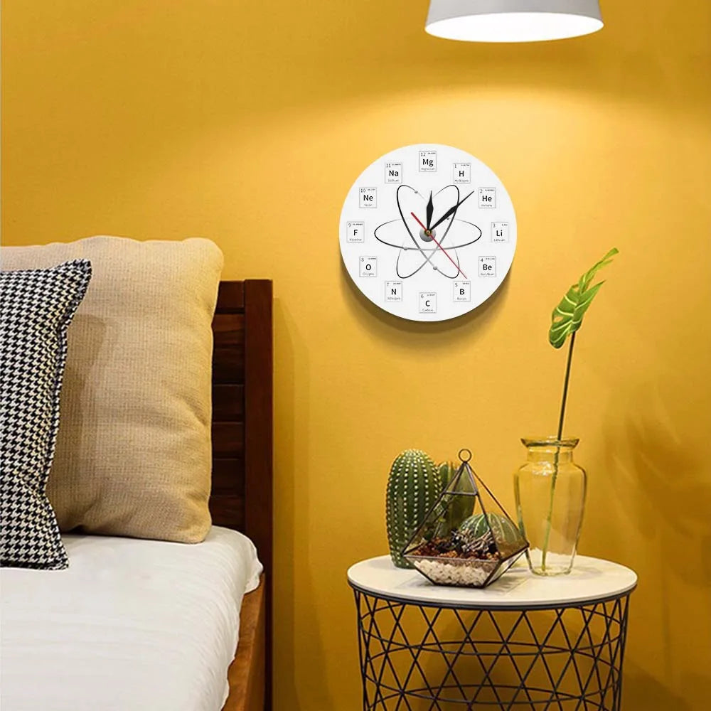 Chemical Element Periodic Wall Clock Chemistry Time Keeper Room Accents Classroom Wall Art Chemical Symbols Modern Wall Clock