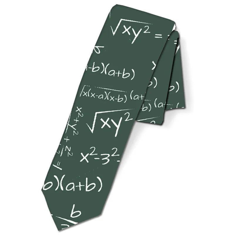 Men's Fashion digital equation 3D Printed Ties 8cm Black Creative Novelty Necktie Tie For Men Unique Party Wedding Accessories