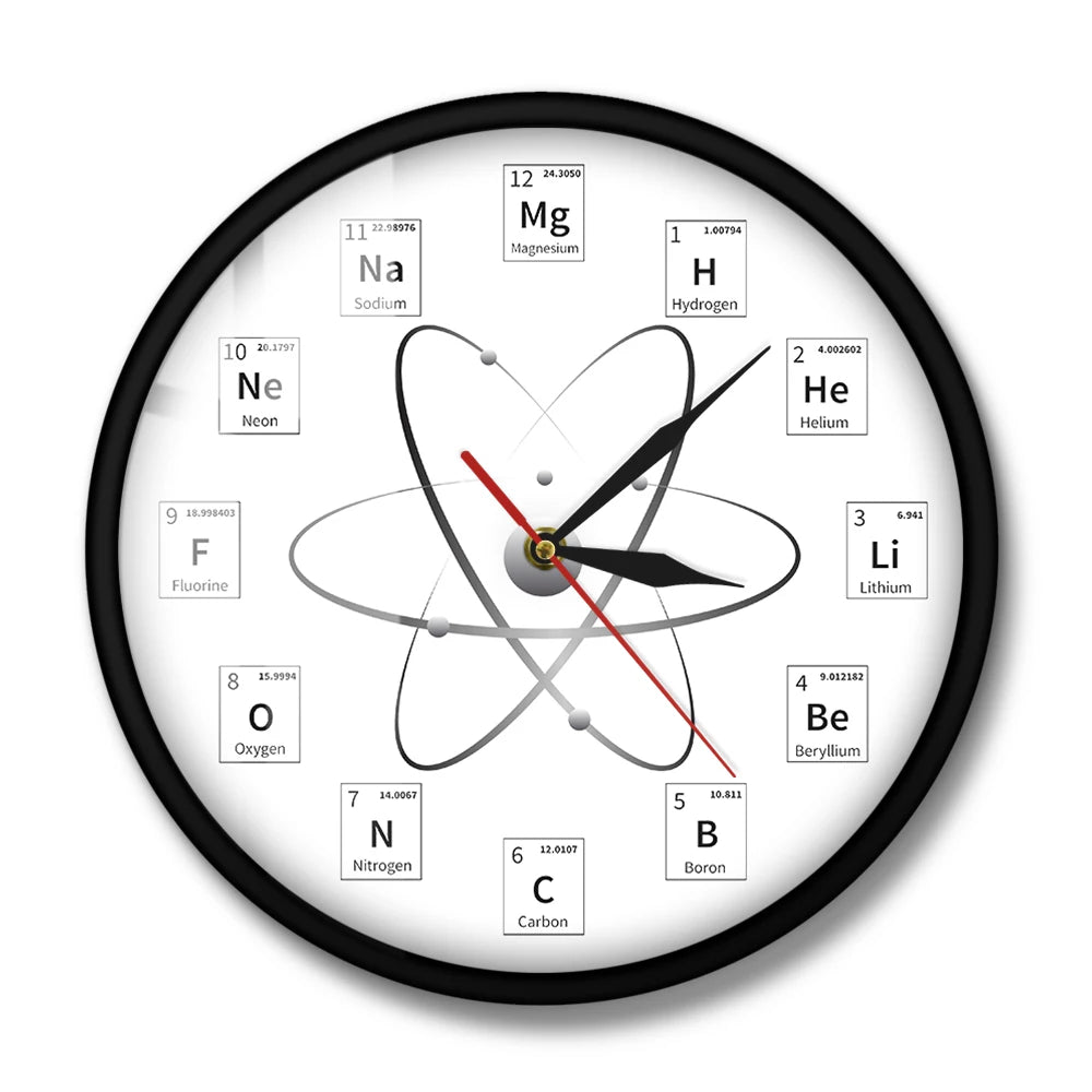 Chemical Element Periodic Wall Clock Chemistry Time Keeper Room Accents Classroom Wall Art Chemical Symbols Modern Wall Clock