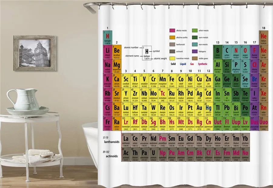 Bathroom Shower Curtain 3d Print Periodic Table of Elements Bath Curtain Waterproof Cloth Home With Hooks 180*180 Bath Curtain