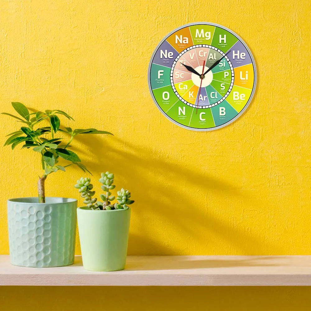 Chem Time Clock Periodic Table Science Elements Wall Clock Chemical Symbols Wall Art Educational Elemental Display Teachers Gift