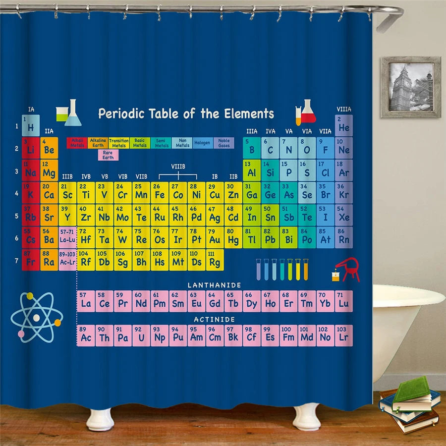 Bathroom Shower Curtain 3d Print Periodic Table of Elements Bath Curtain Waterproof Cloth Home With Hooks 180*180 Bath Curtain
