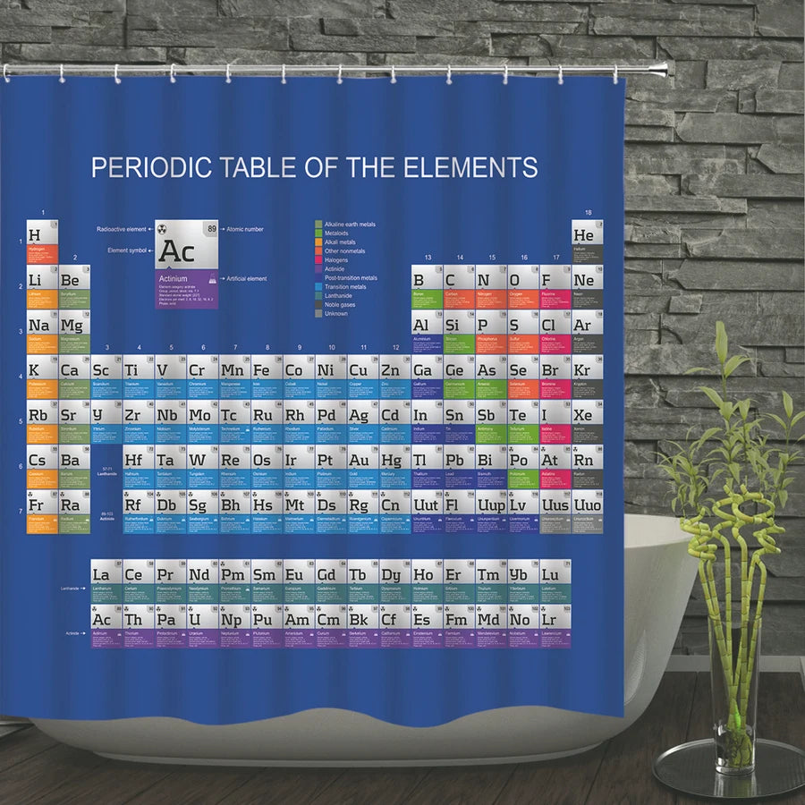 Bathroom Shower Curtain 3d Print Periodic Table of Elements Bath Curtain Waterproof Cloth Home With Hooks 180*180 Bath Curtain