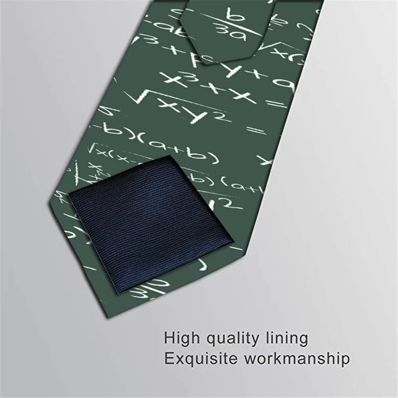 Men's Fashion digital equation 3D Printed Ties 8cm Black Creative Novelty Necktie Tie For Men Unique Party Wedding Accessories