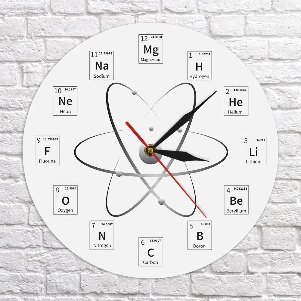 Chemical Element Periodic Wall Clock Chemistry Time Keeper Room Accents Classroom Wall Art Chemical Symbols Modern Wall Clock