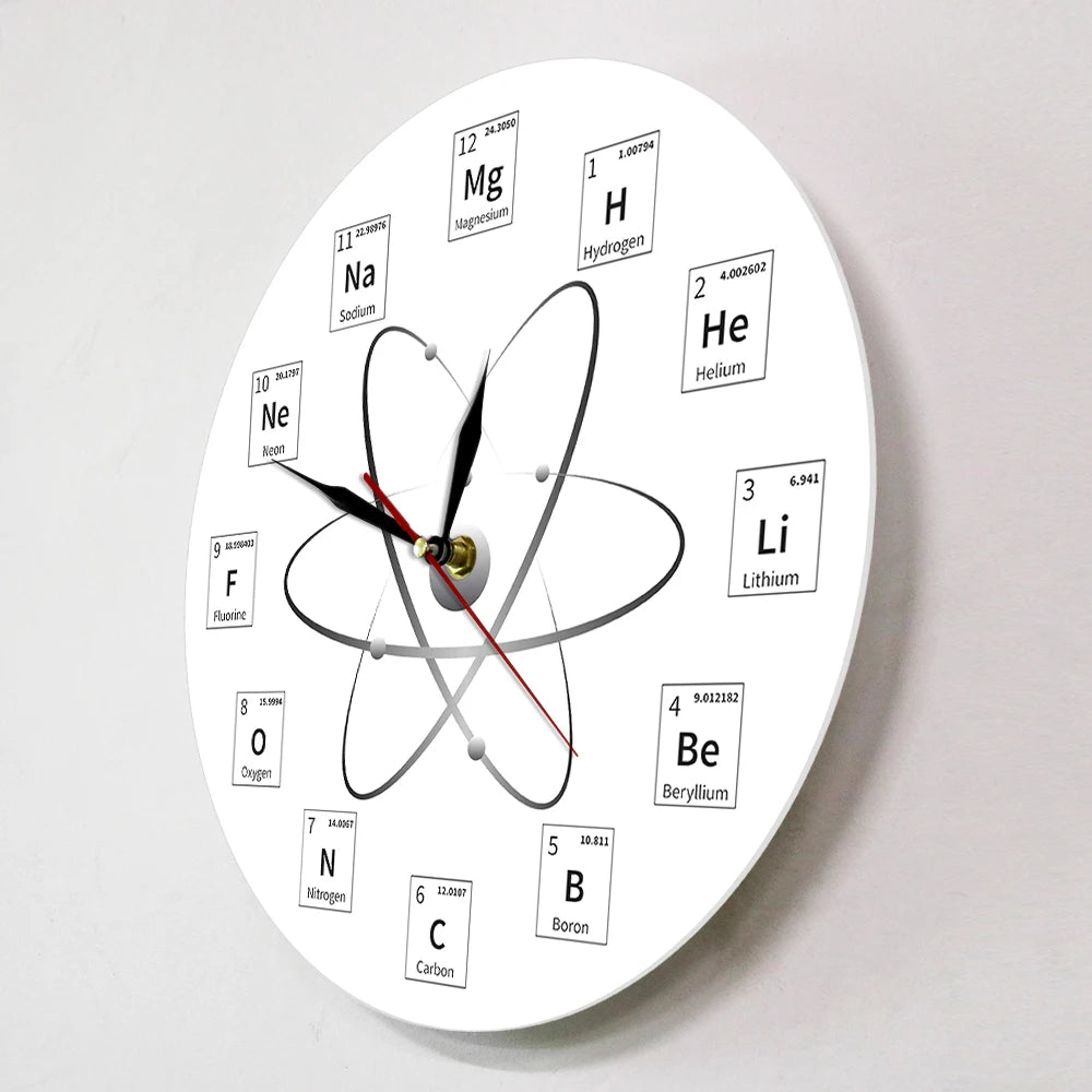 Chemical Element Periodic Wall Clock Chemistry Time Keeper Room Accents Classroom Wall Art Chemical Symbols Modern Wall Clock