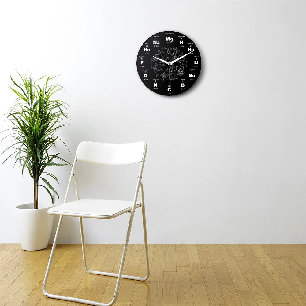Periodic Table Of Elements Wall Art Chemical Symbols Wall Clock Educational ElementaL Display Classroom Clock Teacher's Gift