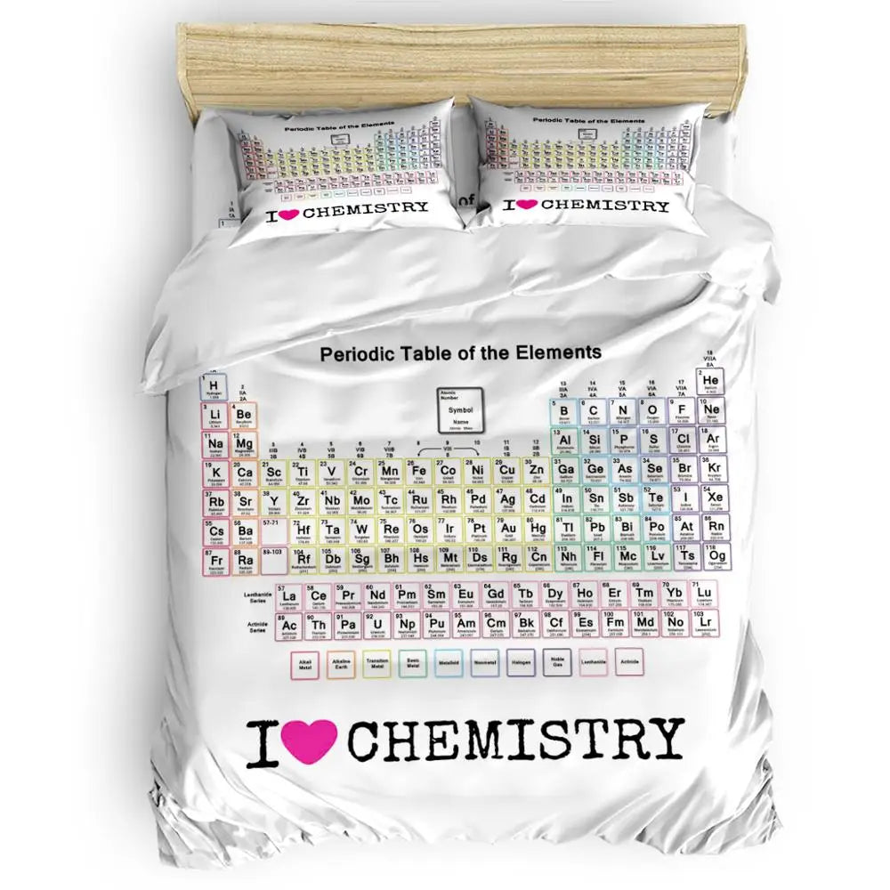 Family Decor Periodic Table Of Elements Chemistry Quilt Cover Bedding California King Comforter Sets Columbus Day Memorial Day