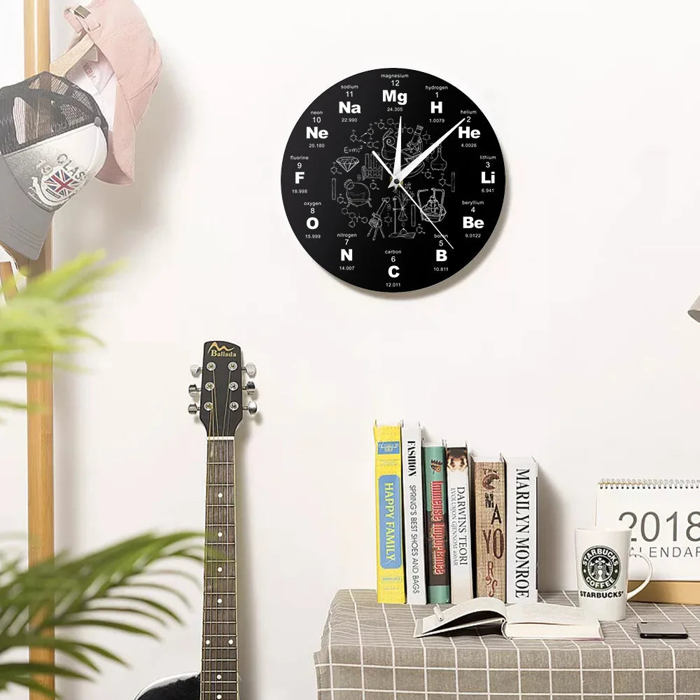 Periodic Table Of Elements Wall Art Chemical Symbols Wall Clock Educational ElementaL Display Classroom Clock Teacher's Gift