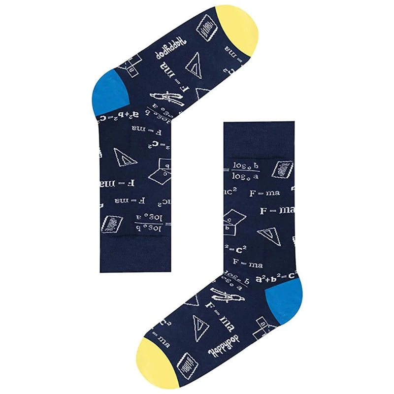 Mathematical Formula Print Socks Geometry Abstract Math Funny Tube Hosiery