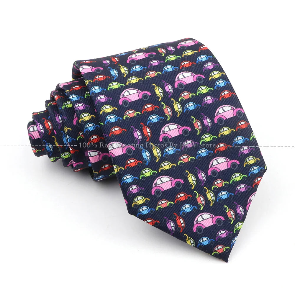 New Men's Soft Silk Tie Creative Graffiti Chemistry Physical  Animal Necktie Daily Wear Cravat Wedding Business Party Gift