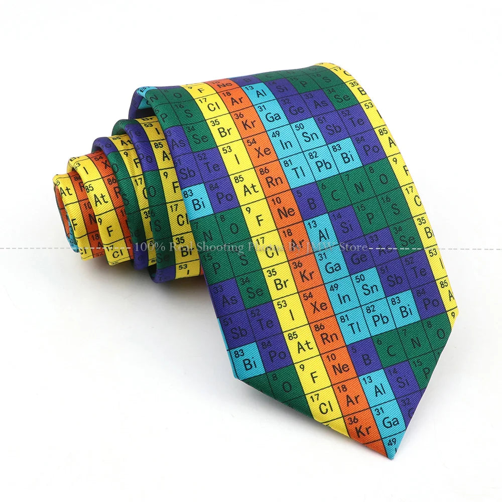 New Men's Soft Silk Tie Creative Graffiti Chemistry Physical  Animal Necktie Daily Wear Cravat Wedding Business Party Gift