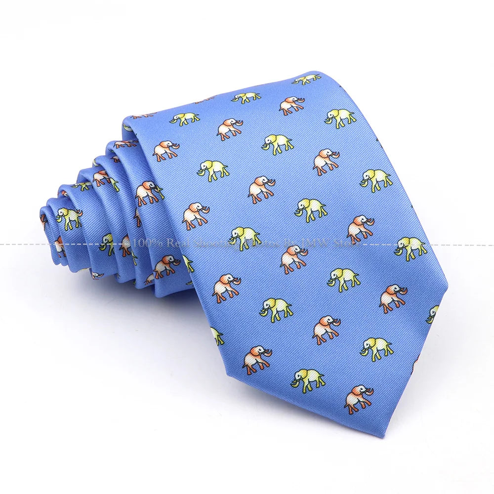 New Men's Soft Silk Tie Creative Graffiti Chemistry Physical  Animal Necktie Daily Wear Cravat Wedding Business Party Gift