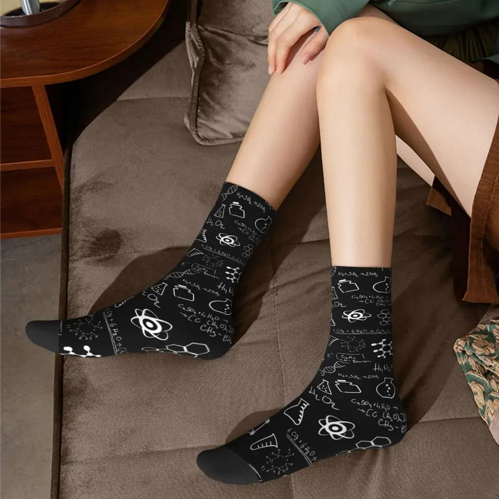 Science Chemistry Pattern Stockings molecule Design Casual Socks Spring Anti Bacterial Socks Couple Cycling High Quality Socks