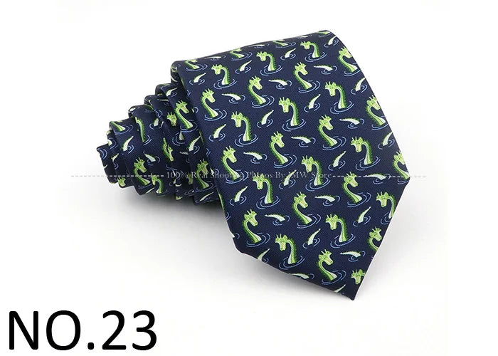 New Men's Soft Silk Tie Creative Graffiti Chemistry Physical  Animal Necktie Daily Wear Cravat Wedding Business Party Gift