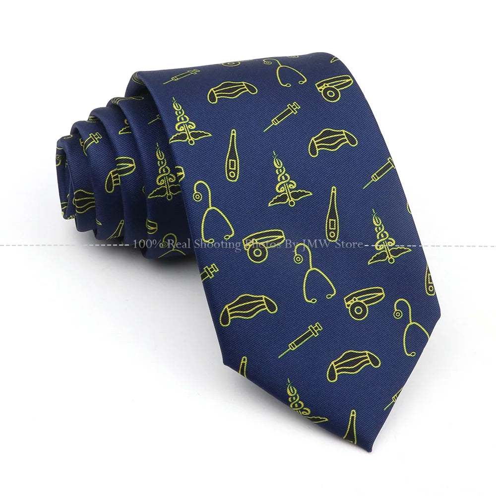 New Men's Soft Silk Tie Creative Graffiti Chemistry Physical  Animal Necktie Daily Wear Cravat Wedding Business Party Gift