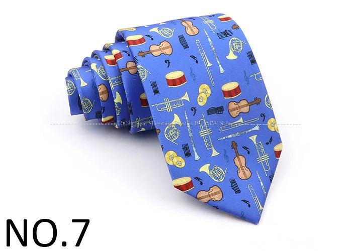New Men's Soft Silk Tie Creative Graffiti Chemistry Physical  Animal Necktie Daily Wear Cravat Wedding Business Party Gift
