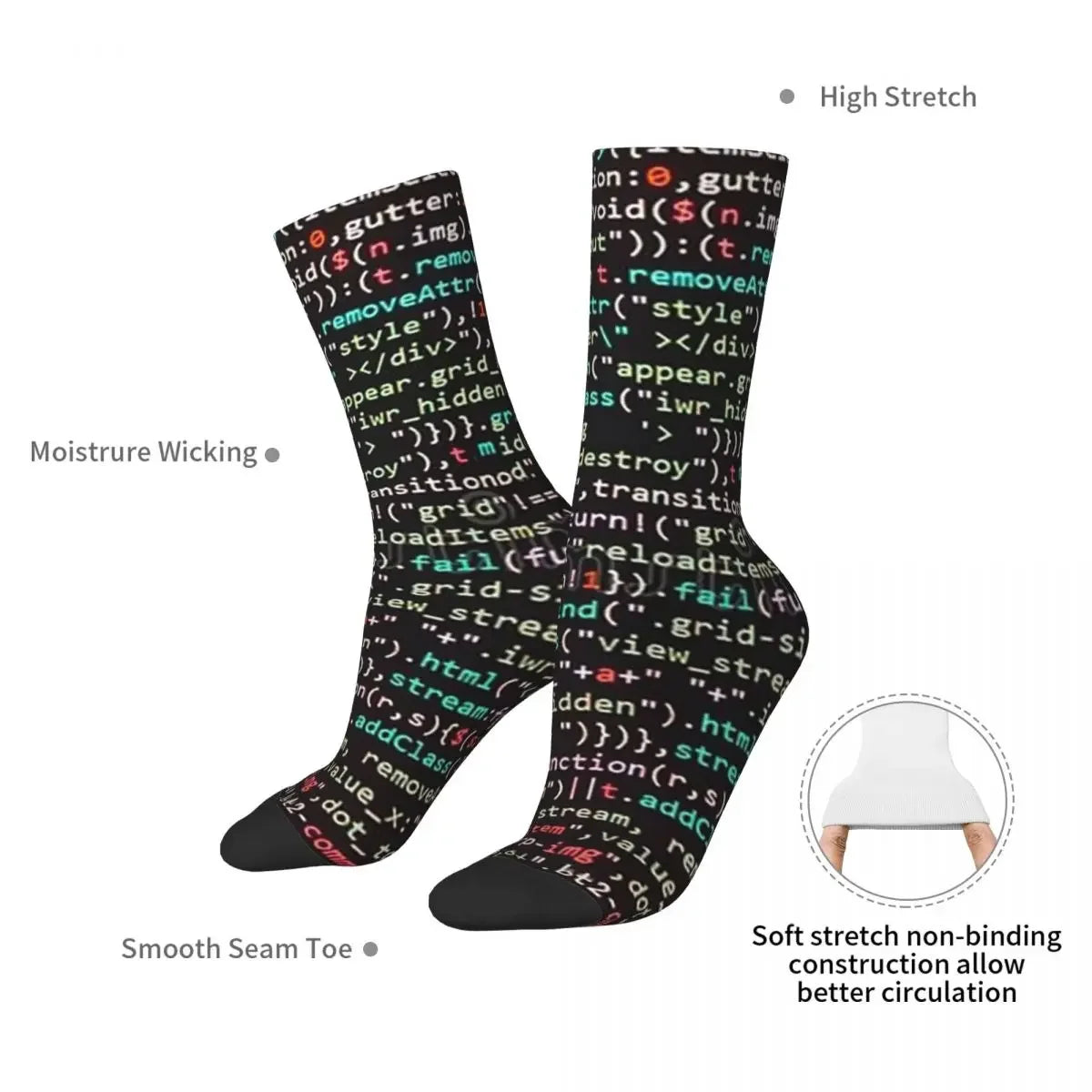 Java Script Code Socks - All Season Long Socks Accessories for Unisex Gifts