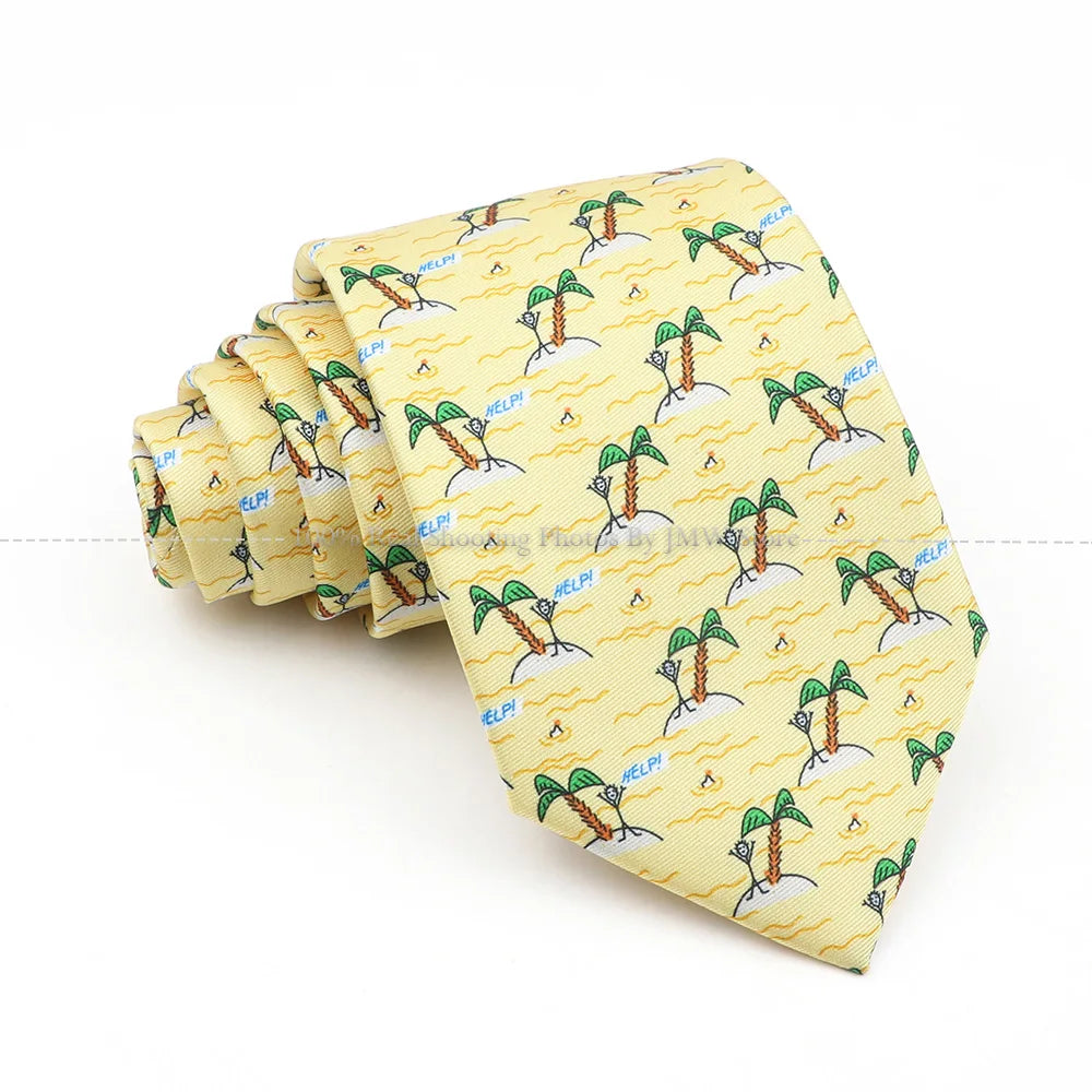 New Men's Soft Silk Tie Creative Graffiti Chemistry Physical  Animal Necktie Daily Wear Cravat Wedding Business Party Gift