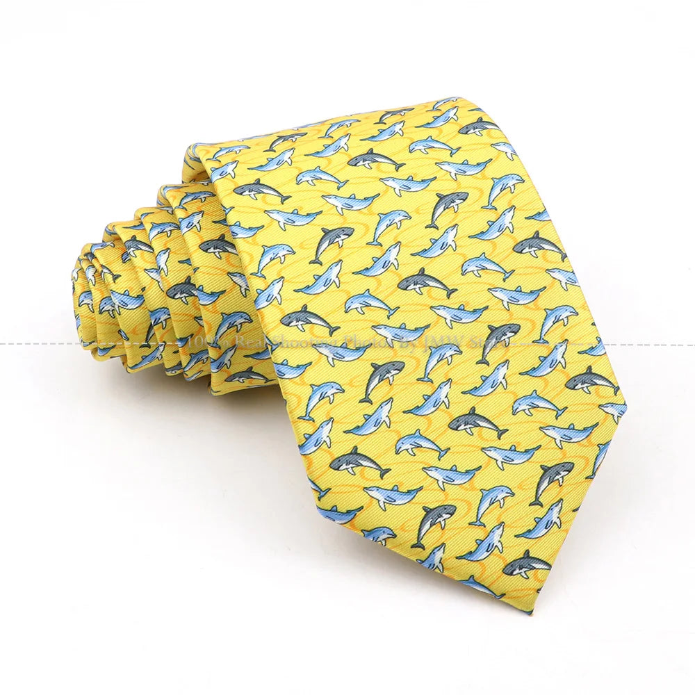 New Men's Soft Silk Tie Creative Graffiti Chemistry Physical  Animal Necktie Daily Wear Cravat Wedding Business Party Gift