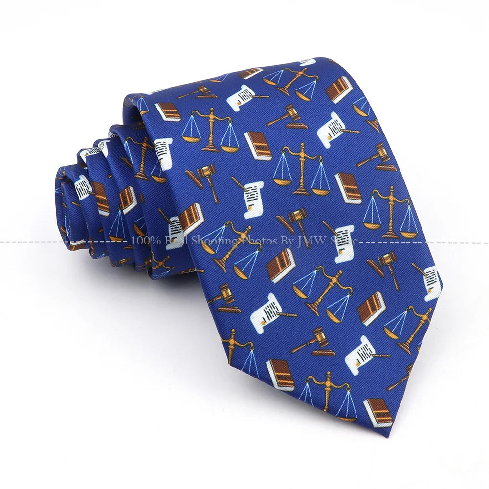 New Men's Soft Silk Tie Creative Graffiti Chemistry Physical  Animal Necktie Daily Wear Cravat Wedding Business Party Gift