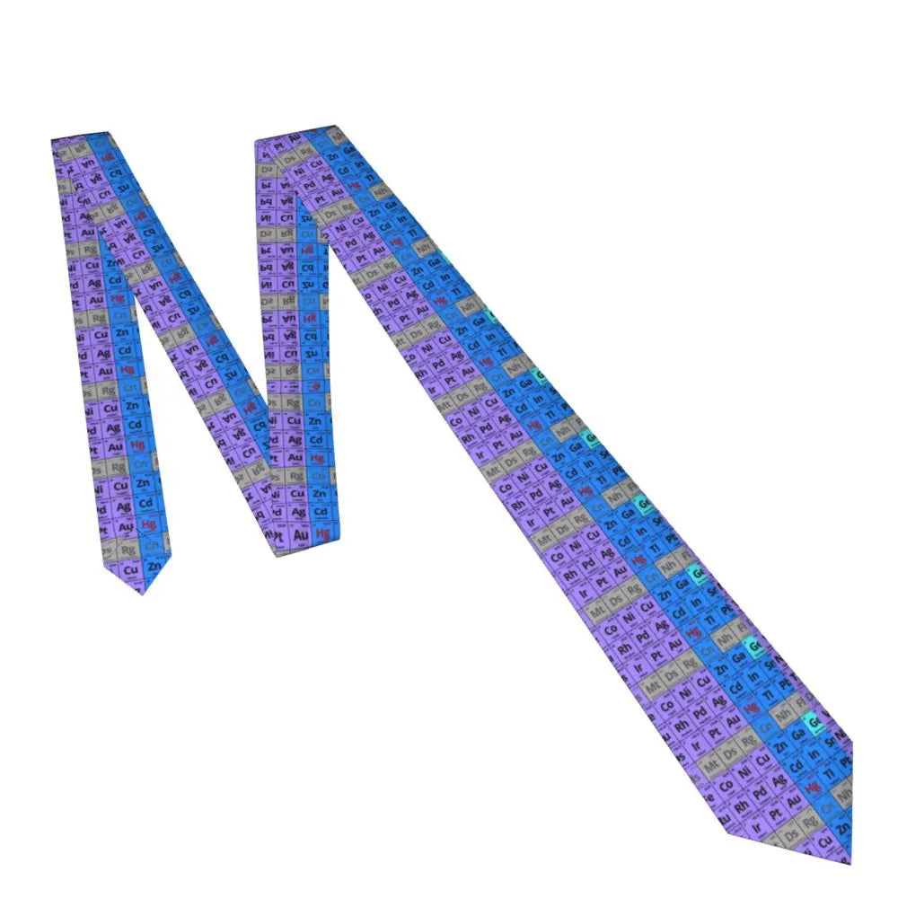 Men's Tie Elements Periodic Table Neck Ties Science Chemical Elegant Collar Tie Graphic Leisure Quality Necktie Accessories
