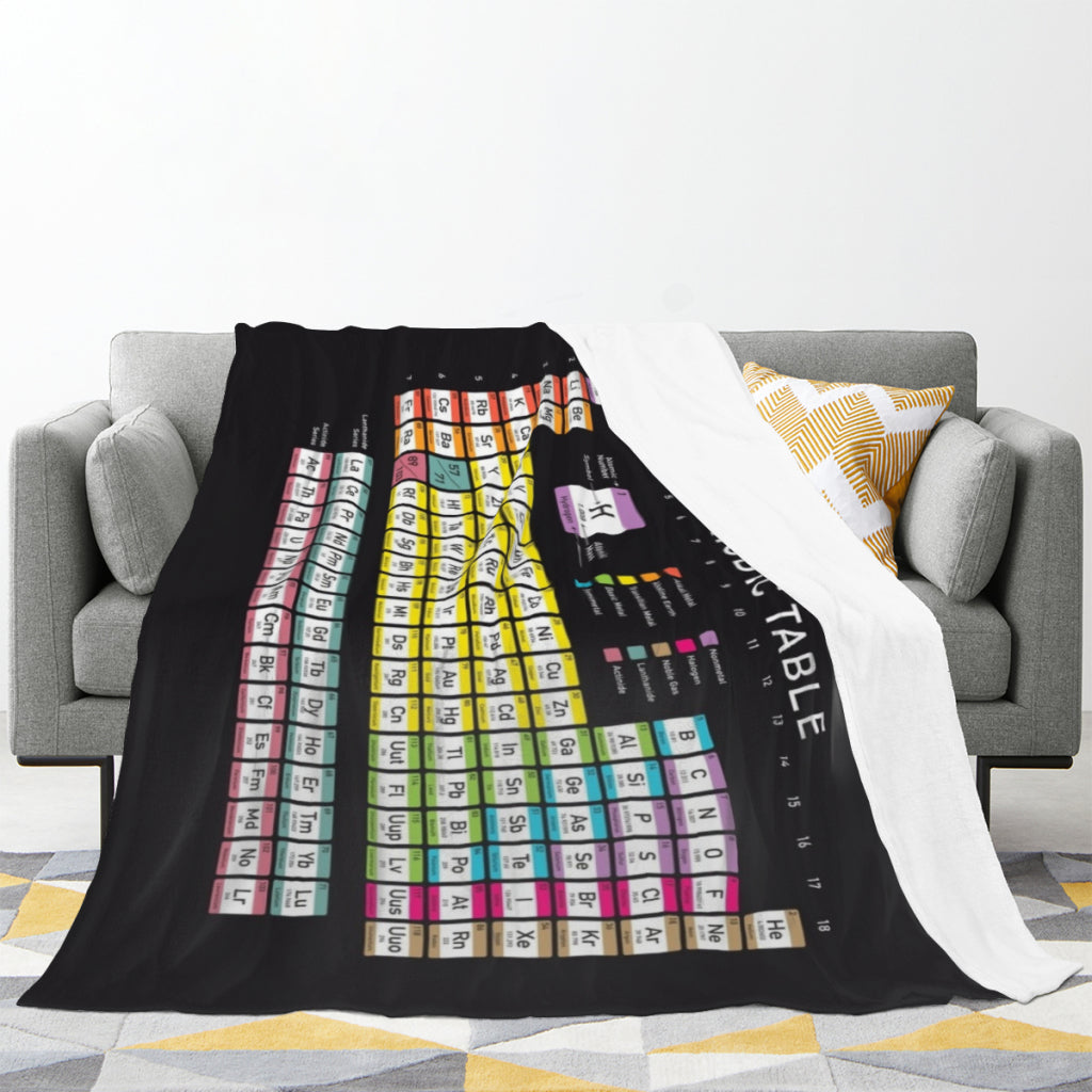 Periodic Table detailed with color code on black background HD Throw Blankets Airplane Travel Decoration Soft Warm Bedspread