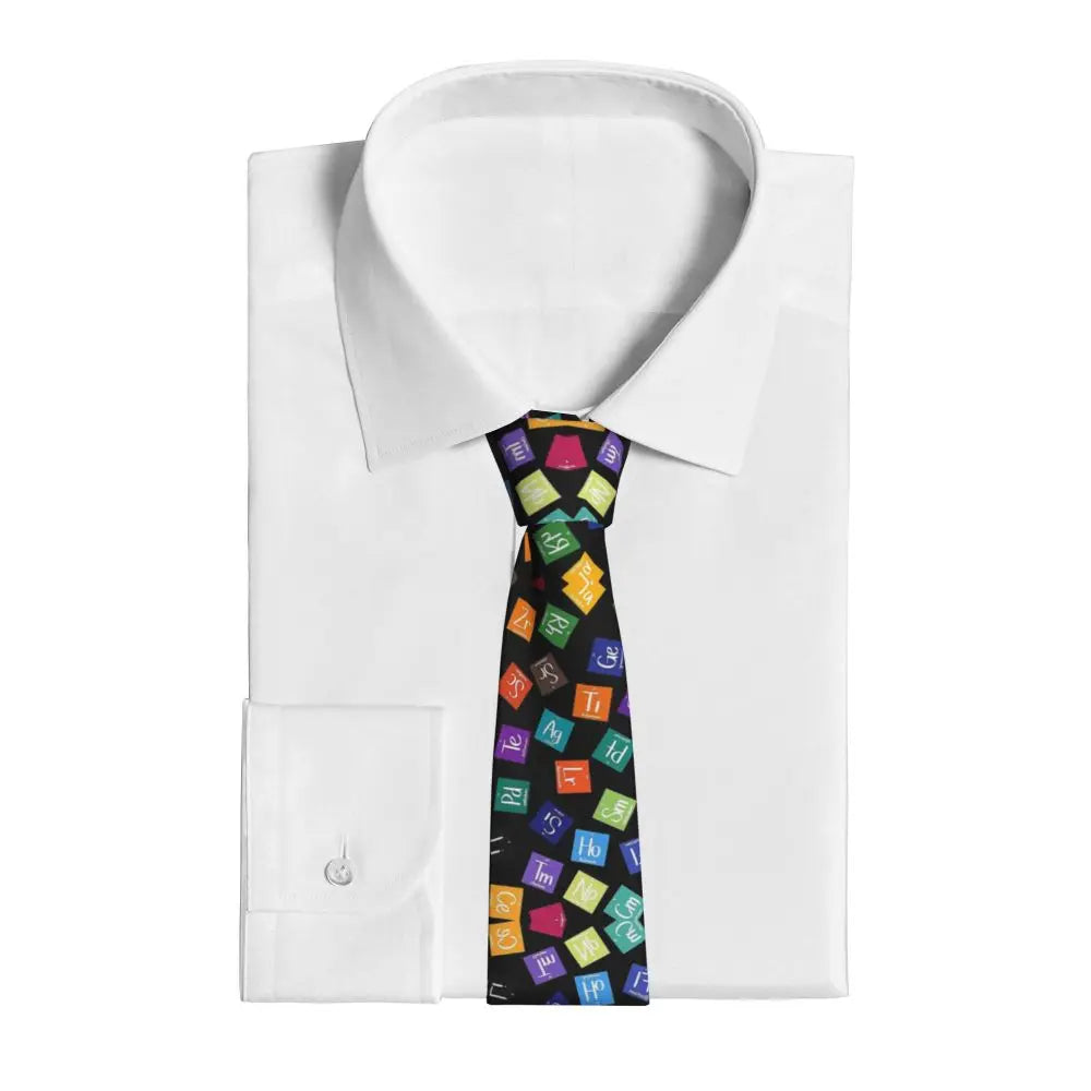 Rainbow Periodic Table Unisex Neckties Polyester 8 cm Narrow Science Chemical Elements Neck Ties for Men Cosplay Props