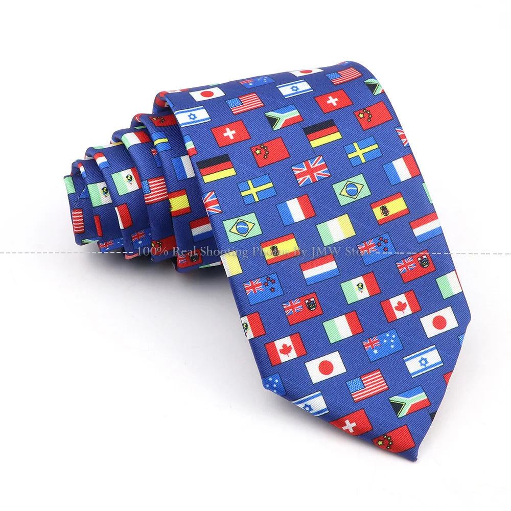 New Men's Soft Silk Tie Creative Graffiti Chemistry Physical  Animal Necktie Daily Wear Cravat Wedding Business Party Gift