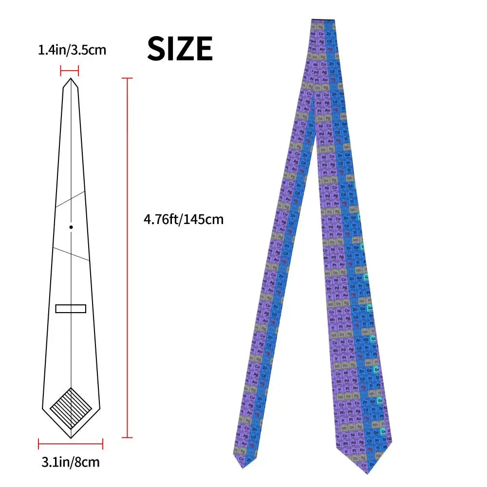 Men's Tie Elements Periodic Table Neck Ties Science Chemical Elegant Collar Tie Graphic Leisure Quality Necktie Accessories