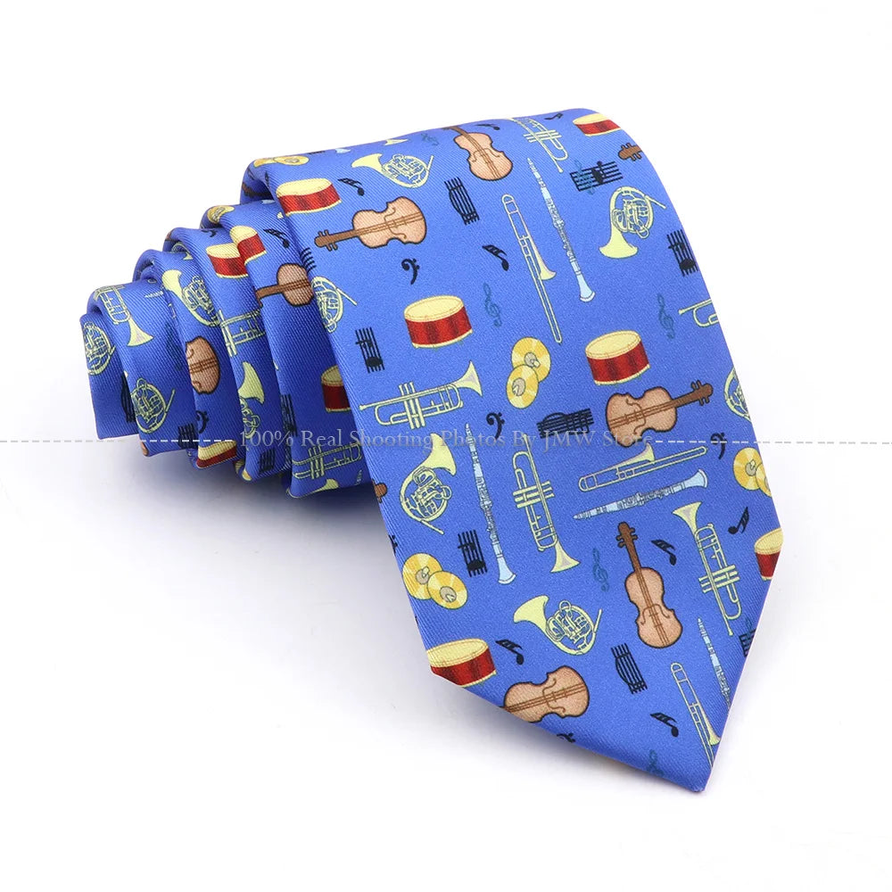New Men's Soft Silk Tie Creative Graffiti Chemistry Physical  Animal Necktie Daily Wear Cravat Wedding Business Party Gift