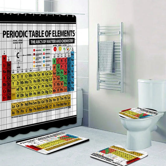 Colorful Periodic Table of the Elements Bathroom Shower Curtain Set