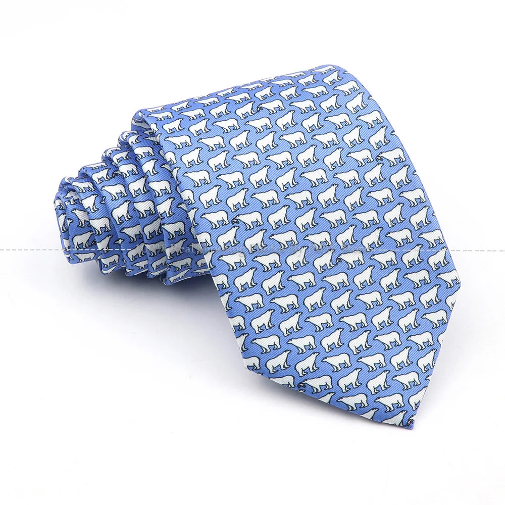 New Men's Soft Silk Tie Creative Graffiti Chemistry Physical  Animal Necktie Daily Wear Cravat Wedding Business Party Gift