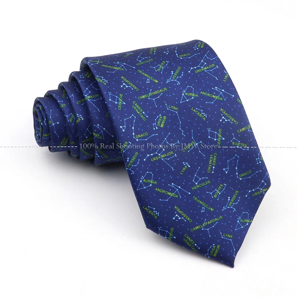 New Men's Soft Silk Tie Creative Graffiti Chemistry Physical  Animal Necktie Daily Wear Cravat Wedding Business Party Gift