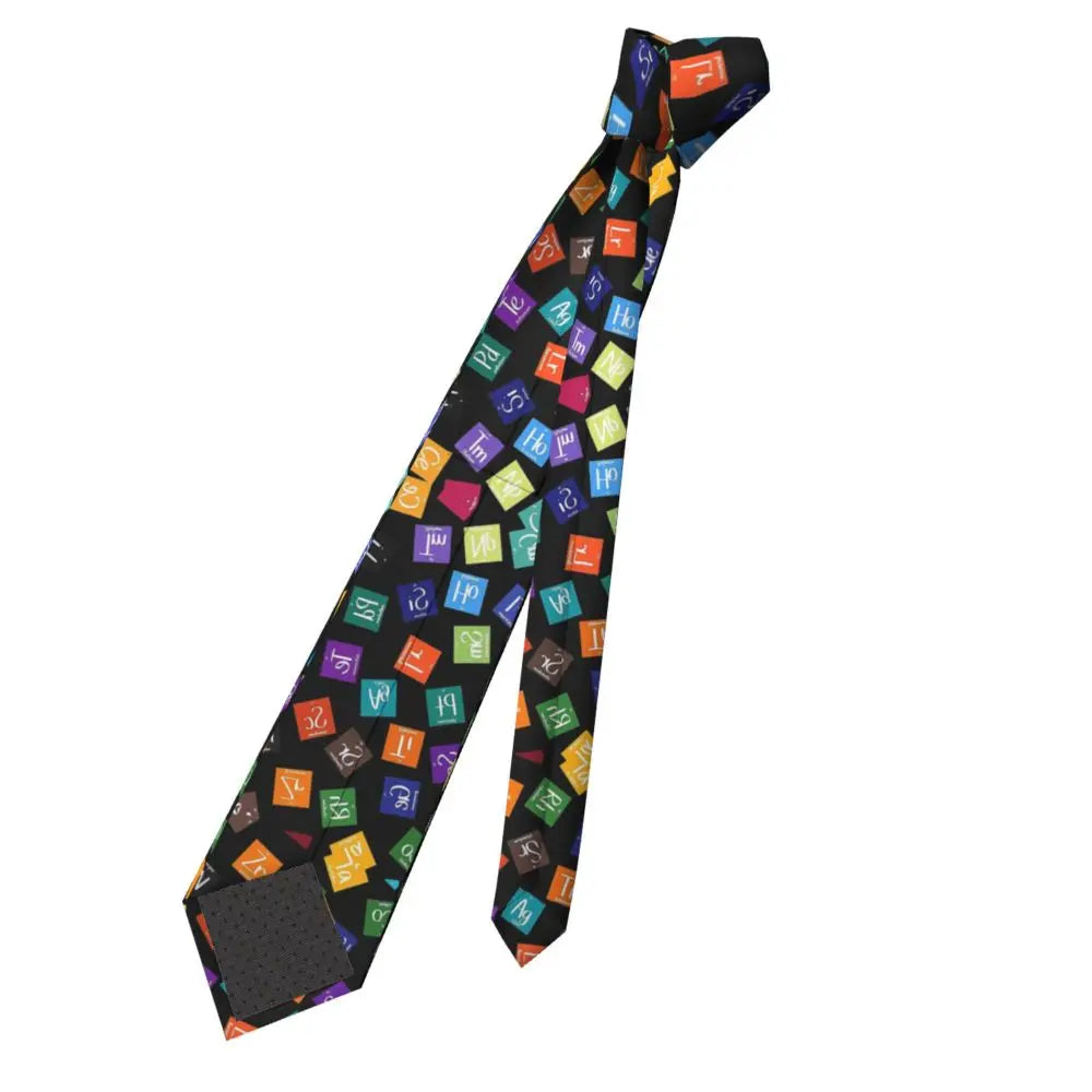 Rainbow Periodic Table Unisex Neckties Polyester 8 cm Narrow Science Chemical Elements Neck Ties for Men Cosplay Props