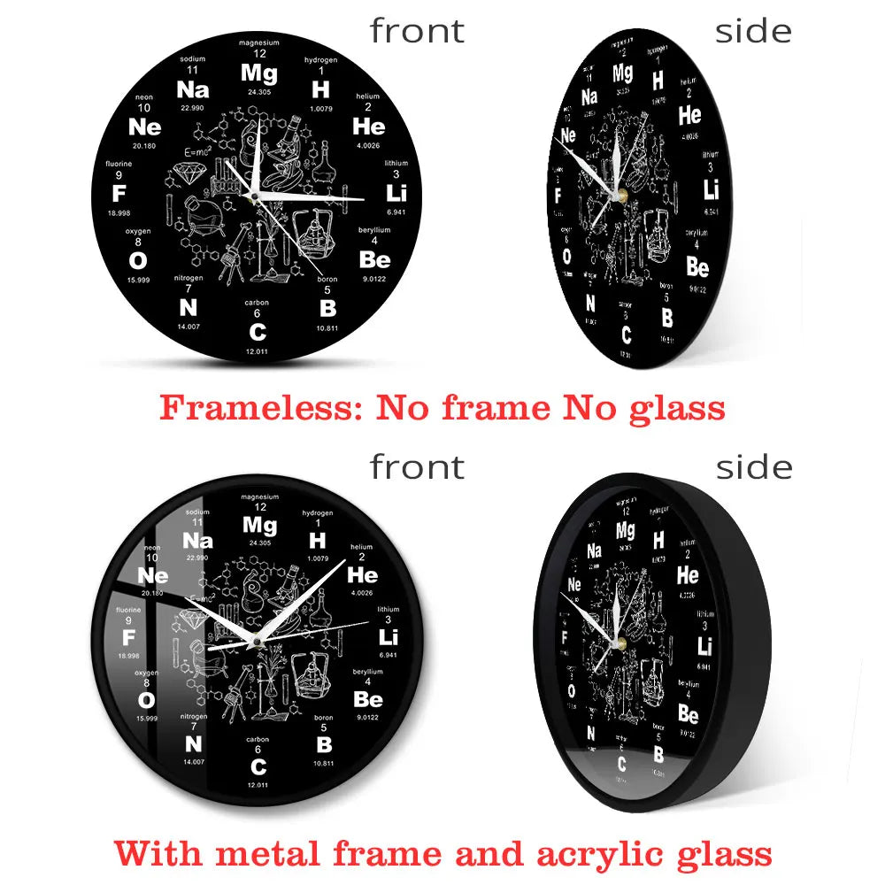 Periodic Table Of Elements Wall Art Chemical Symbols Wall Clock Educational ElementaL Display Classroom Clock Teacher's Gift