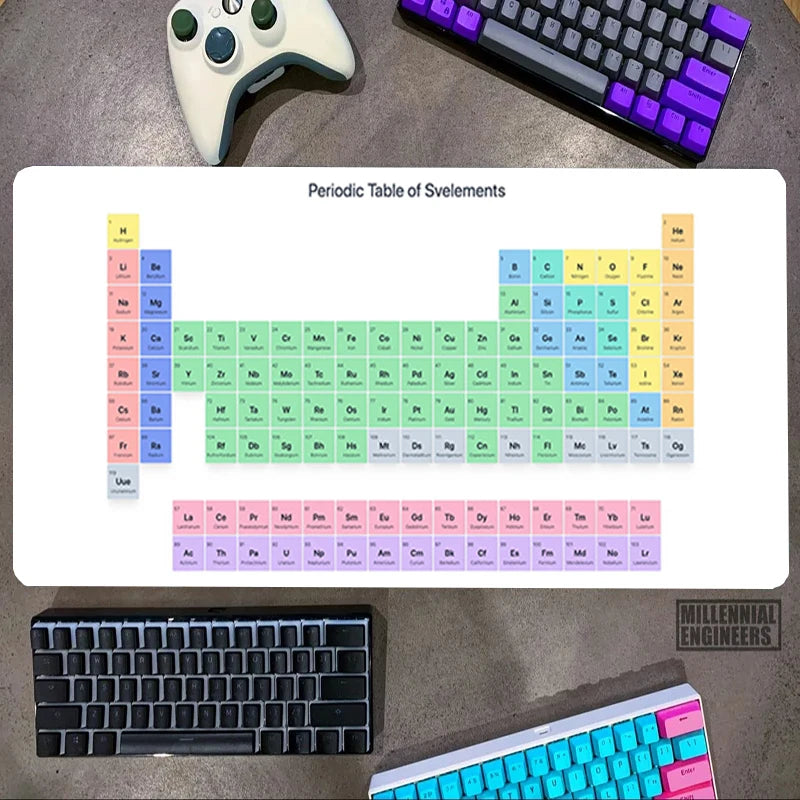 Periodic Table Of Elements Mouse Pad Premium Mousepad Big Mousepepad Office Accessories Desk Mat Keyboard Gaming Mats Gamer Xxl