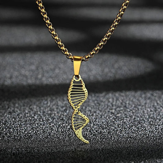 Gold Color Molecule DNA Pendant Necklace Men Chemistry Polygon Stainless Steel Jewelry Science Chemistry Necklaces Silver Plated