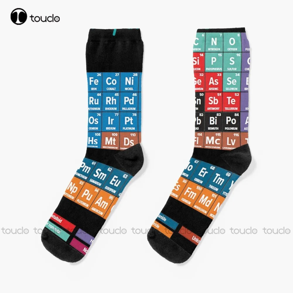 Periodic Table Of The Elements Socks Black Soccer Socks Cartoon Comfortable Best Girls Sports Street Skateboard Socks Streetwear