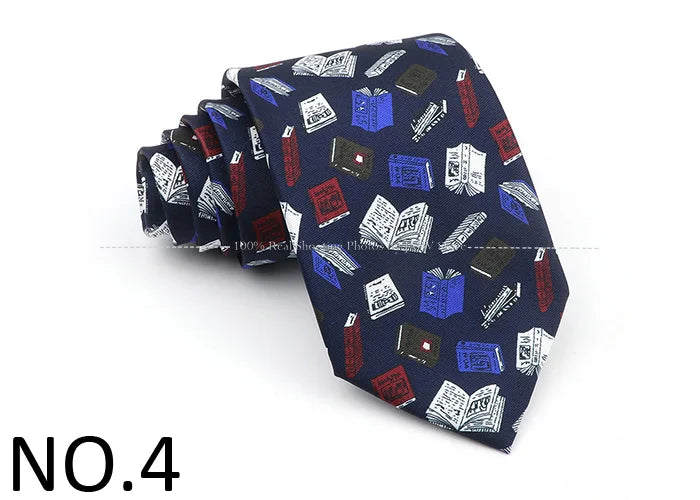 New Men's Soft Silk Tie Creative Graffiti Chemistry Physical  Animal Necktie Daily Wear Cravat Wedding Business Party Gift