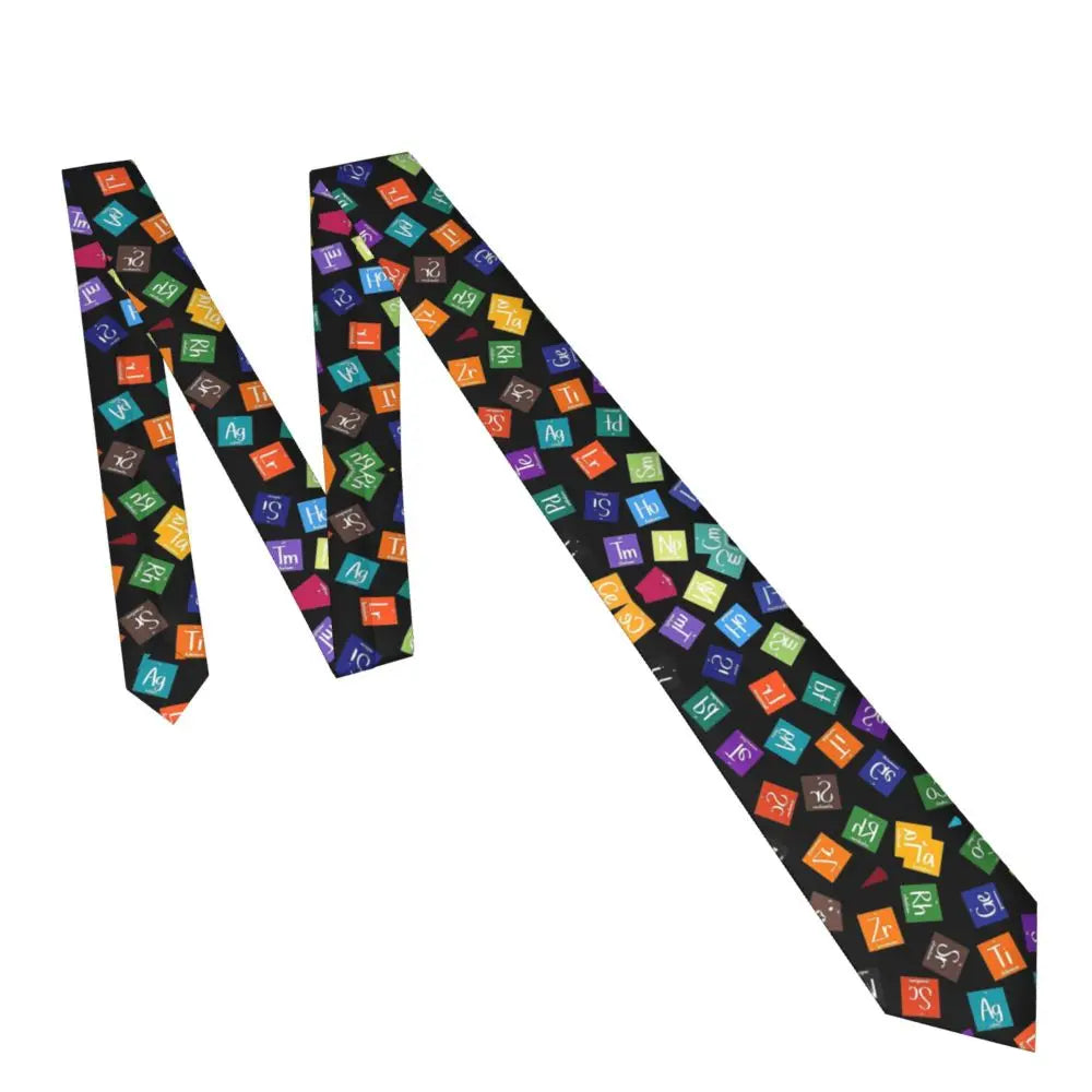 Rainbow Periodic Table Unisex Neckties Polyester 8 cm Narrow Science Chemical Elements Neck Ties for Men Cosplay Props