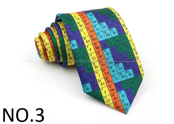 New Men's Soft Silk Tie Creative Graffiti Chemistry Physical  Animal Necktie Daily Wear Cravat Wedding Business Party Gift