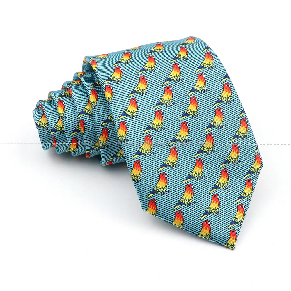 New Men's Soft Silk Tie Creative Graffiti Chemistry Physical  Animal Necktie Daily Wear Cravat Wedding Business Party Gift