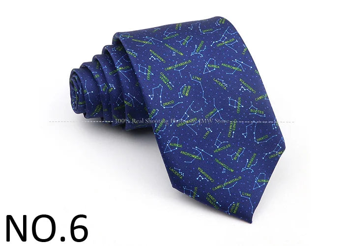 New Men's Soft Silk Tie Creative Graffiti Chemistry Physical  Animal Necktie Daily Wear Cravat Wedding Business Party Gift
