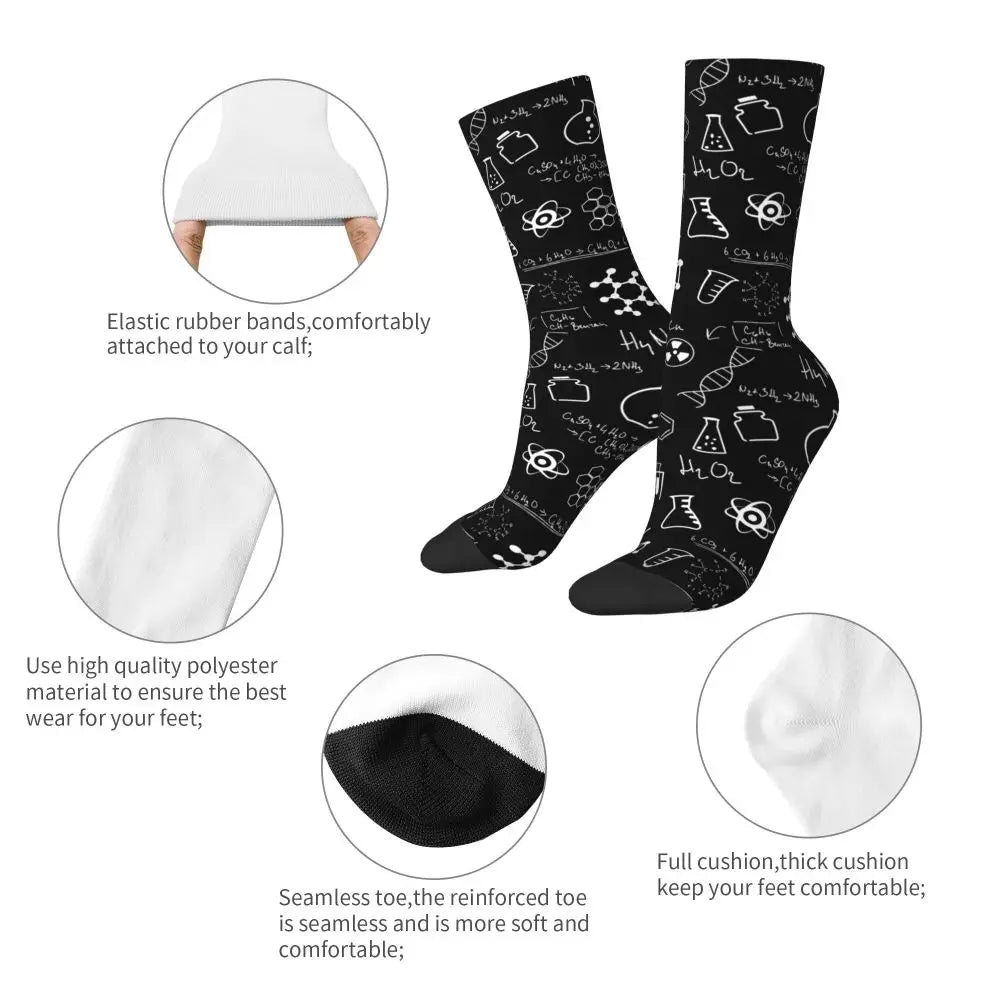 Science Chemistry Pattern Stockings molecule Design Casual Socks Spring Anti Bacterial Socks Couple Cycling High Quality Socks