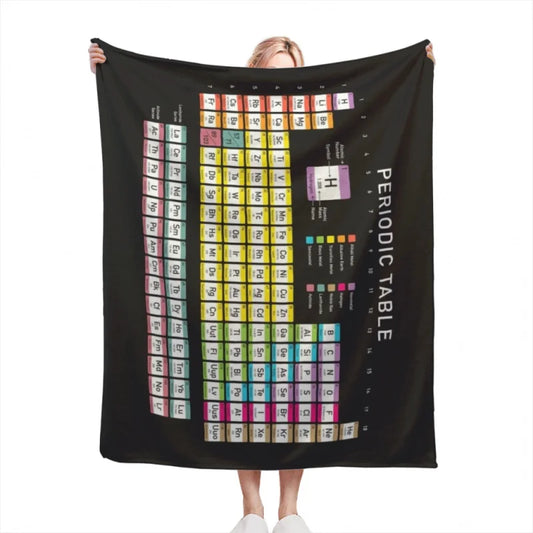 Periodic Table detailed with color code on black background HD Throw Blankets Airplane Travel Decoration Soft Warm Bedspread