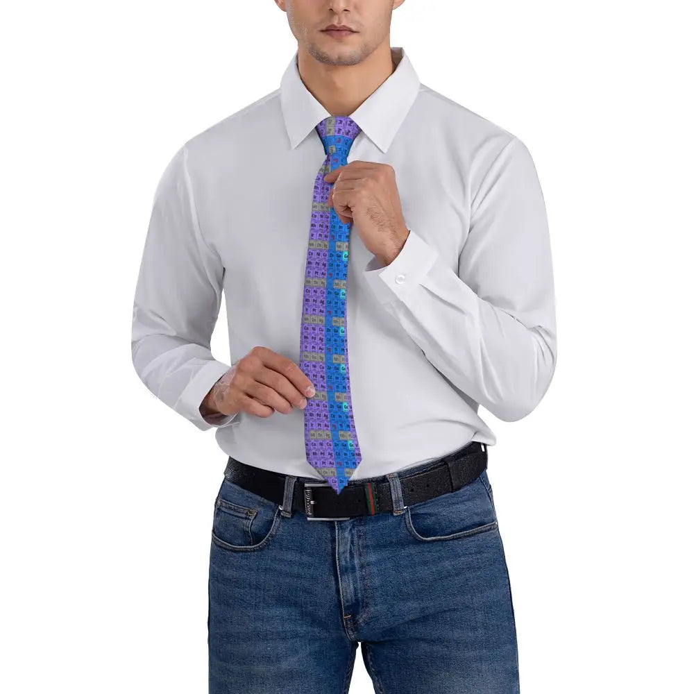 Men's Tie Elements Periodic Table Neck Ties Science Chemical Elegant Collar Tie Graphic Leisure Quality Necktie Accessories