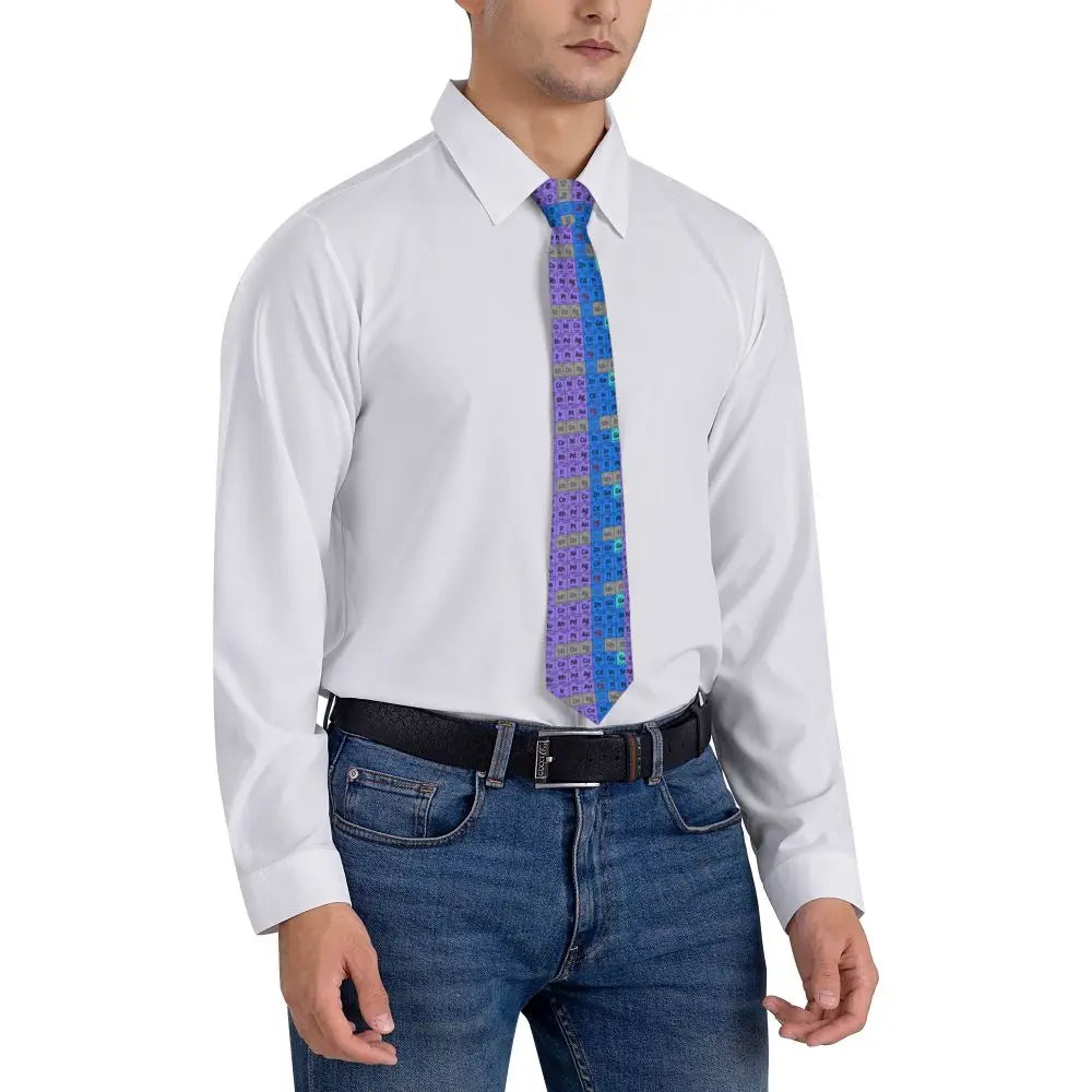 Men's Tie Elements Periodic Table Neck Ties Science Chemical Elegant Collar Tie Graphic Leisure Quality Necktie Accessories